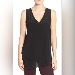 Trouvé Black Silk Sleeveless V-Neck Top